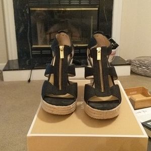 Michael Kors Black Damita Wedge Sandals Size 11